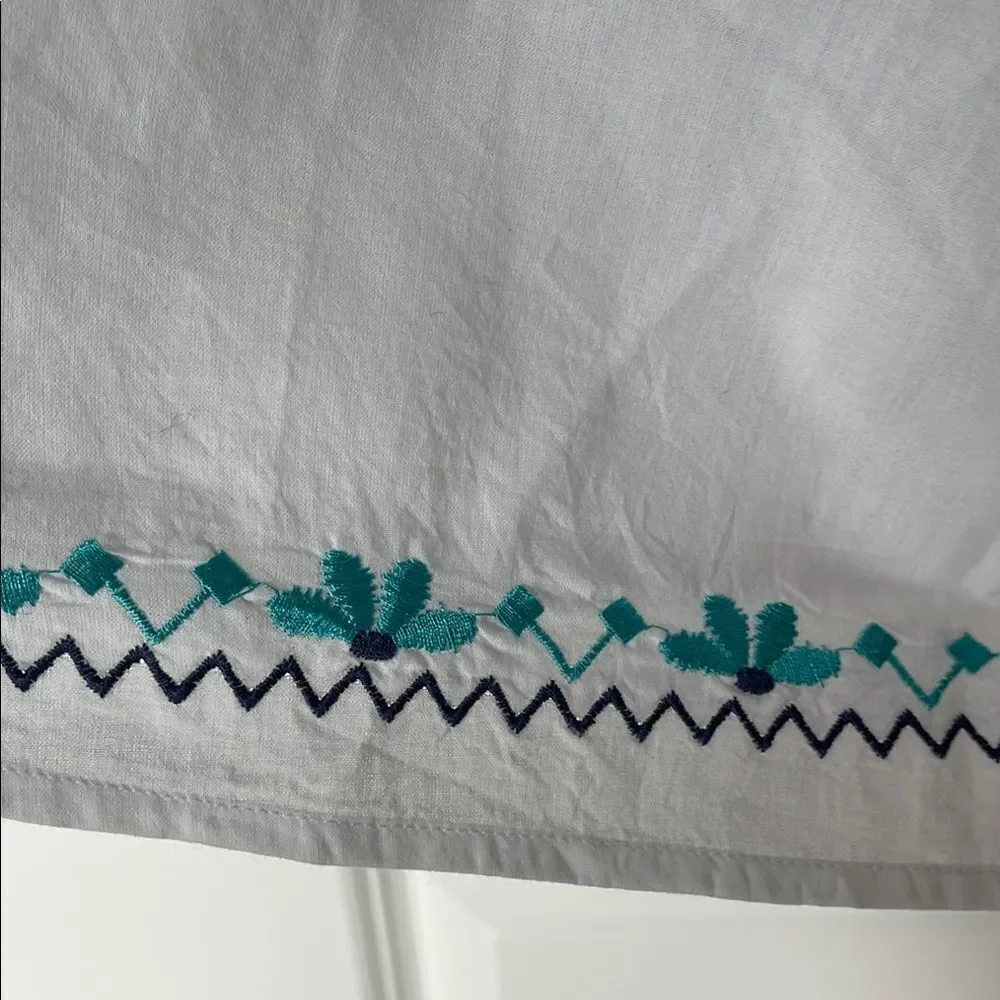 White Tunic with Blue Embroidery